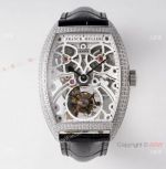 1:1 Super Clone Franck Muller Thunderbolt Tourbillon Iced Out Stainless Steel Watch - 72 hour power reserve